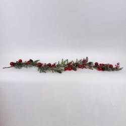 SNOWY BRANCH WITH RED BALLS AND PINECONES, 170cm 600-46142