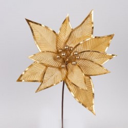 VELVET FLOWER, GOLD, WITH GOLD DETAILS IN PETALS, 34cm 600-46166