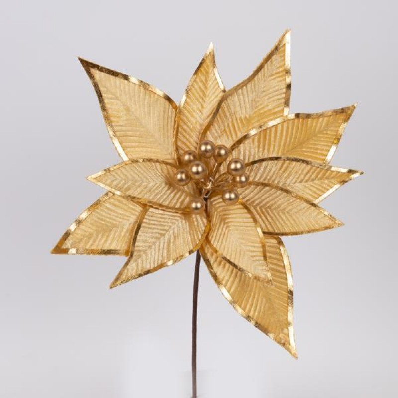 VELVET FLOWER, GOLD, WITH GOLD DETAILS IN PETALS, 34cm 600-46166