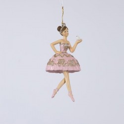 POLYRESIN HANGING ORNAMENT, BALLERINA PINK, 5,5x2,5x12cm 600-46334