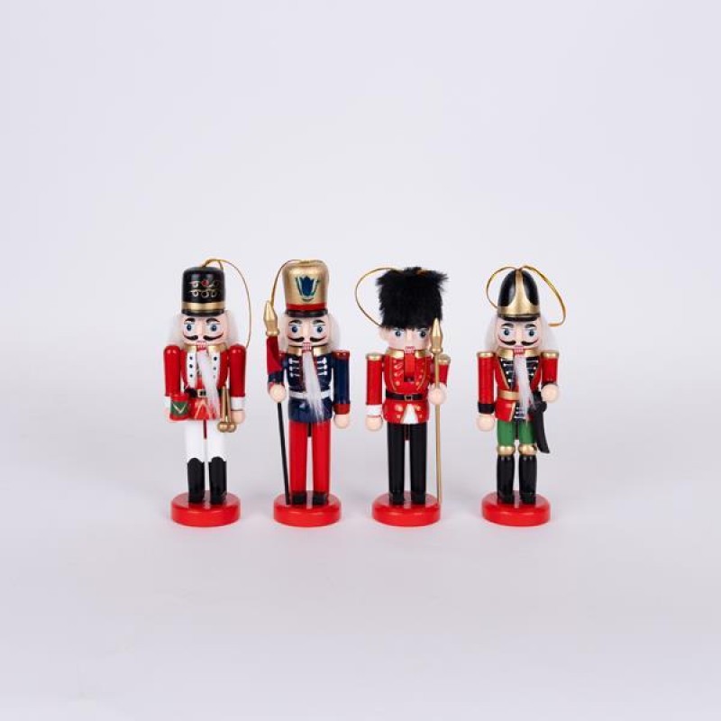 NUTCRACKERS, RED GREEN, SET 4PCS, 12.5cm 600-46353
