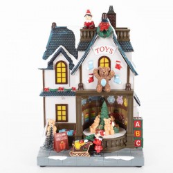LIGHTED TOY SHOP WITH MUSIC AND MOVEMENT, ADAPTOR, 18.1x12.7x26.5cm 600-46362