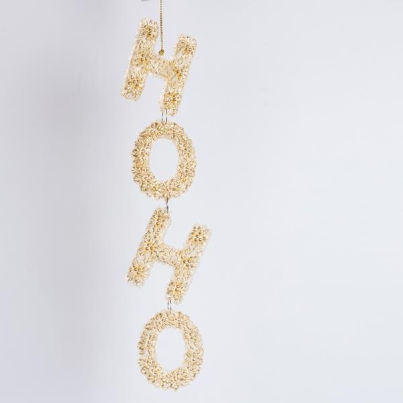 ACRYLIC ORNAMENT, HOHO, GOLD WITH GLITTER, 24cm 600-46445