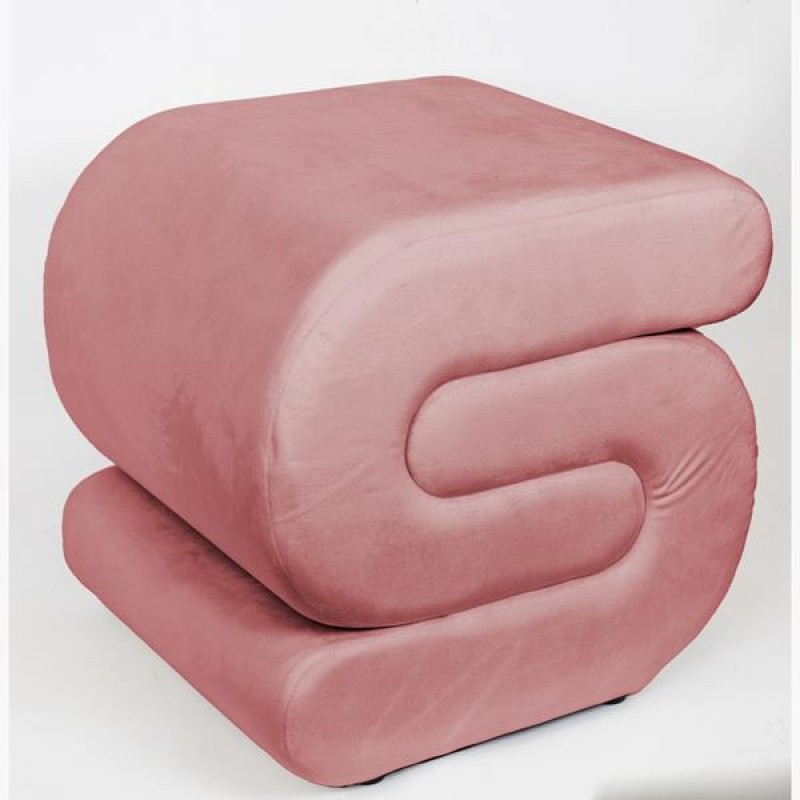 STOOL, VELVET, PINK, 51x46x48cm 750-10028
