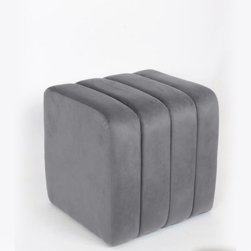 STOOL, VELVET, GREY, 40x40x41cm 750-10032