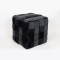 STOOL, VELVET FABRIC, BLACK, KNITTED DESIGN, 44.5X44.5X44.5cm 750-10035