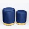 STOOL, VELVET FABRIC, BLUE, SET 2PCS,  L:35x35x45cm S:30x30x38cm 750-10045