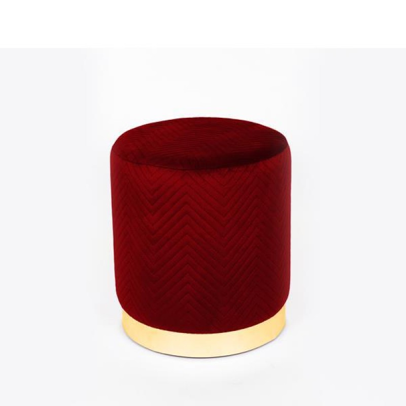 STOOL, VELVET FABRIC, BORDEAUX, SILVER METAL BASE,35x35x39cm 750-10049