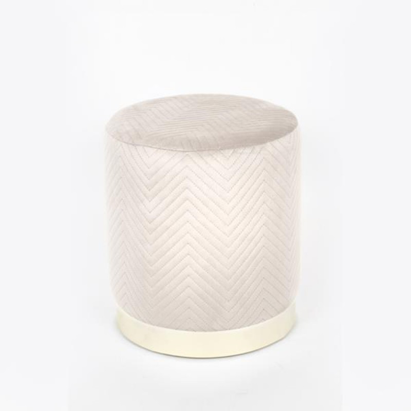 STOOL, VELVET FABRIC, IVORY, SILVER METAL BASE,35x35x39cm 750-10050