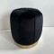 STOOL, VELVET FABRIC, BLACK, GOLD METAL BASE,43x43x45cm 750-10052