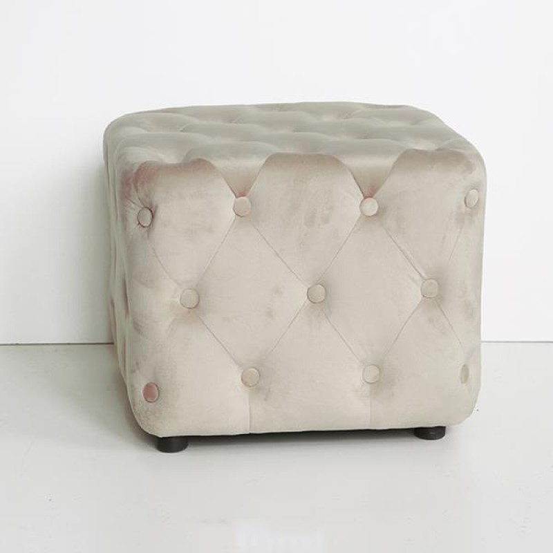 STOOL, VELVET FABRIC,BEIGE, 45x45x38cm 750-10054