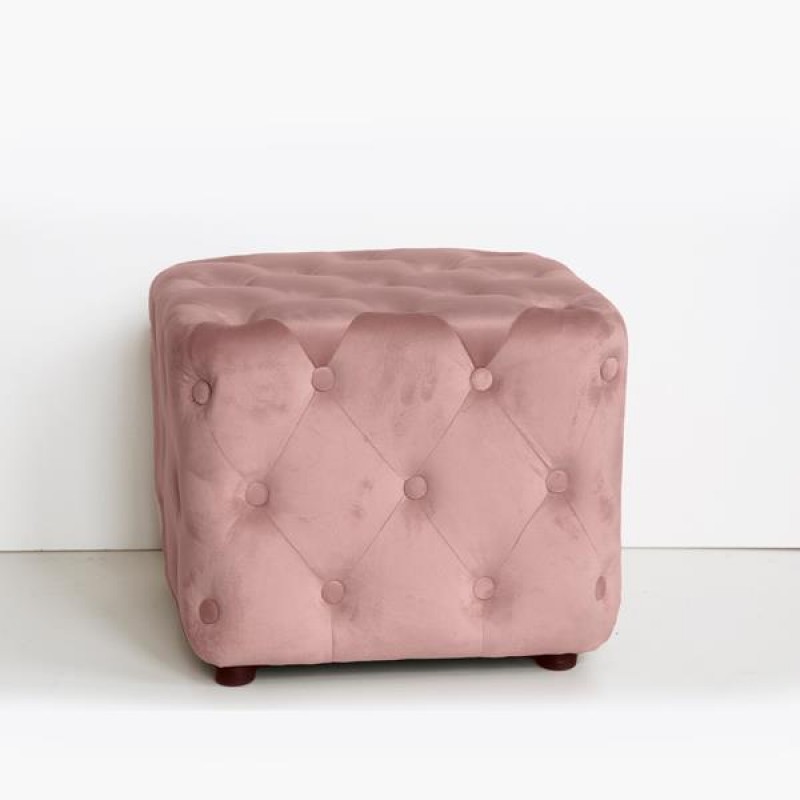 STOOL, VELVET FABRIC, PINK, 45x45x38cm 750-10057