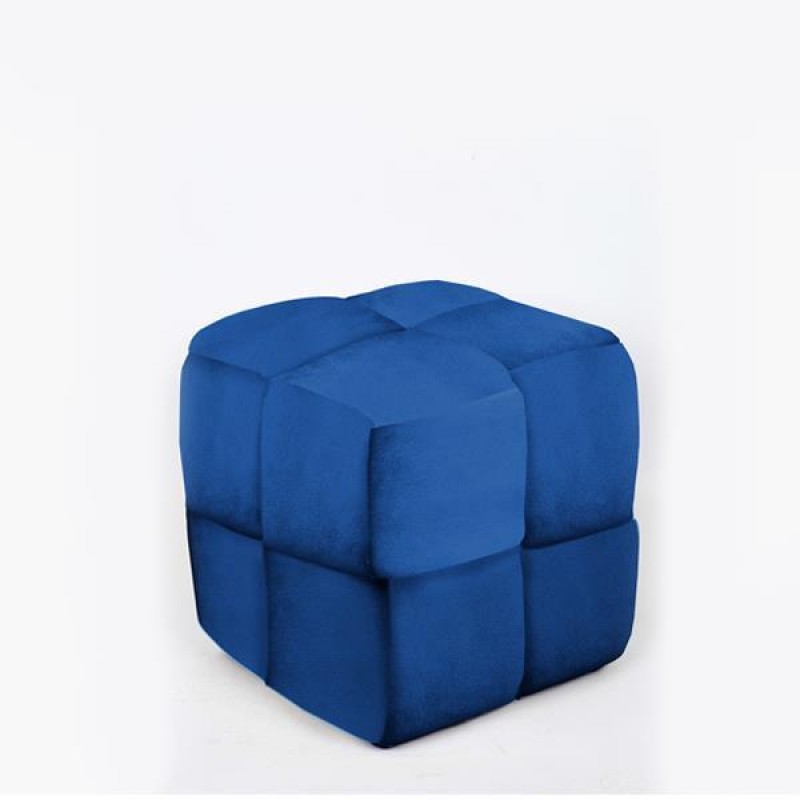 STOOL, VELVET, BLUE, KNITTED DESIGN, 38x38x40cm 750-10058