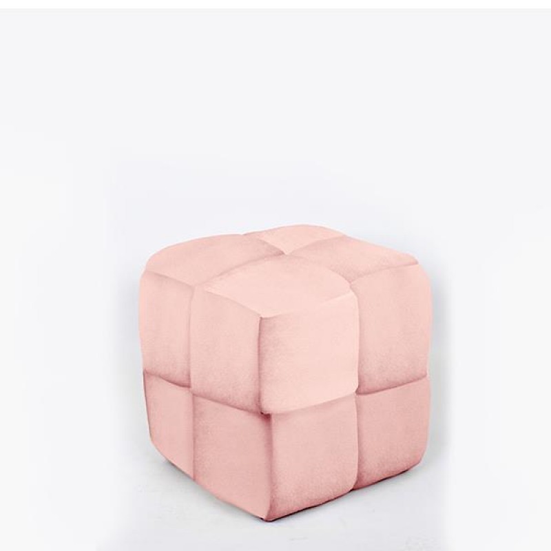 STOOL, CURLY FABRIC, PINK, KNITTED DESIGN, 38x38x40cm 750-10060
