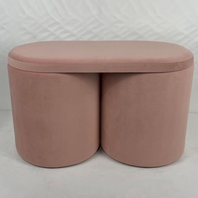 STORAGE STOOL, VELVET, BLUE-PINK, MDF, 68x34x41cm 750-10073