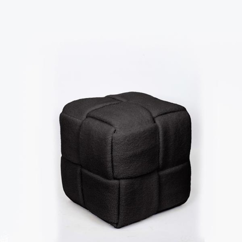STOOL, CURLY FABRIC,  BLACK, KNITTED DESIGN, 38x38x40cm 750-12013