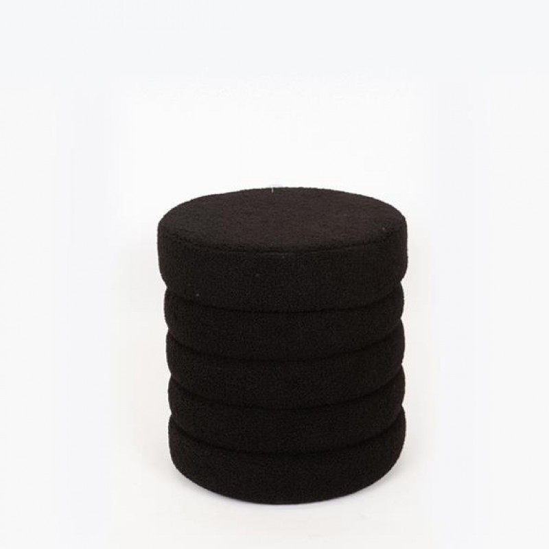 STOOL, CURLY FABRIC, BLACK, WITH STORAGE SPACE, 38x38x40cm 750-12014