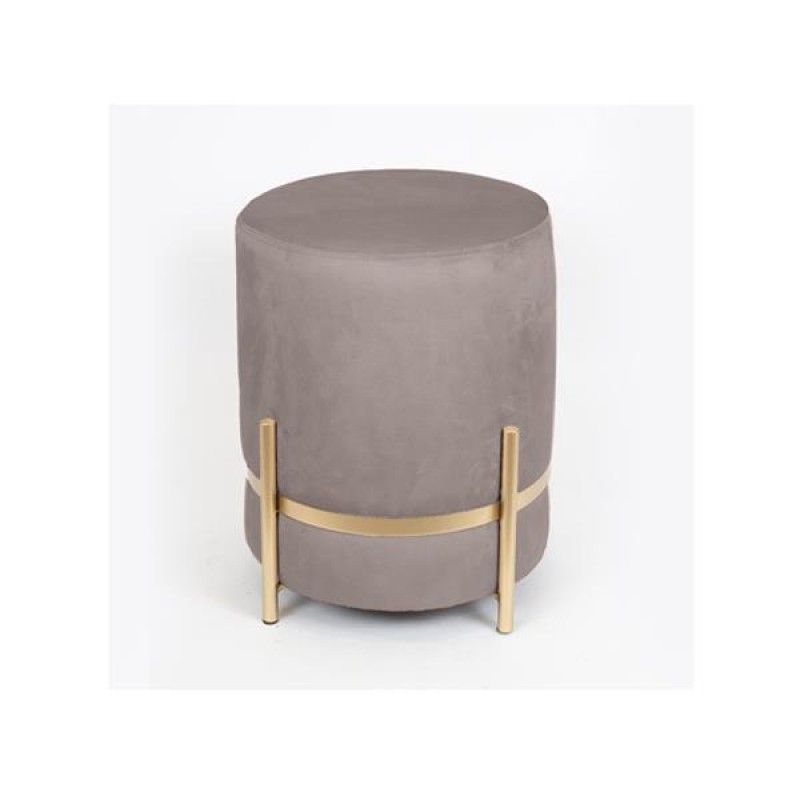 STOOL, VELVET, GREY, GOLD METAL LEGS, 36x36x42cm 750-14022
