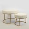 STOOL, VELVET, WHITE, GOLD METAL LEGS,  60x60x44, 40x40x33cm 750-14023