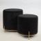 STOOL,CORD VELVET, BLACK, GOLD METAL LEGS, SET 2PCS, 42x42x44 , 35x35x37cm 750-14024