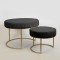 STOOL, VELVET, BLACK, GOLD METAL LEGS,  60x60x44, 40x40x33cm 750-14026
