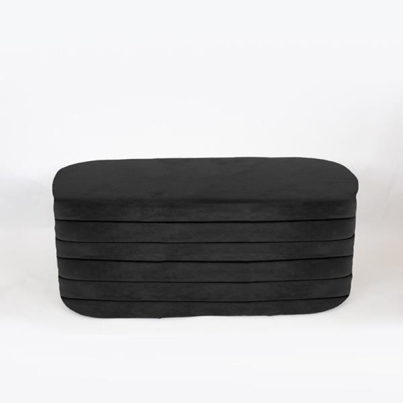 BENCH,VELVET, BLACK,  98x42x42cm 750-18018