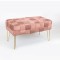 BENCH, VELVET, PINK, KNITTED DESIGN, GOLD METAL LEGS, 82X43X46 750-18022