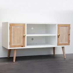 TV CONSOLE, WOODEN, BROWN & WHITE, 2 DOORS, 110x41x60.5cm 750-25025 TV CONSOLE, WOODEN, BROWN & WHITE, 2 DOORS, 110x41x60.5cm 750-25025