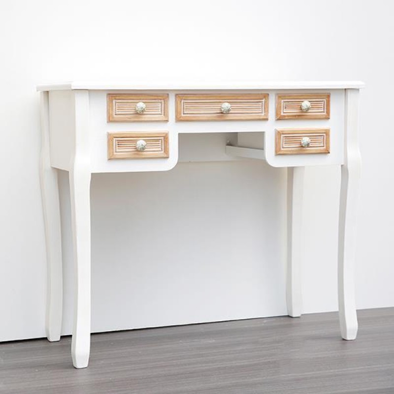 CONSOLE, WOODEN, BROWN & WHITE, 5 DRAWERS,90x40x78cm 750-25028