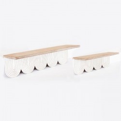 SHELVES, WOODEN, NATURAL COLOR WITH WHITE, SET 2PCS,  50x12x13cm 750-30012