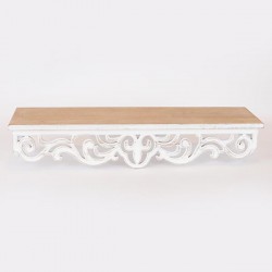 SHELF, WOODEN, NATURAL COLOR WITH WHITE, 59x15x11.5cm 750-30014