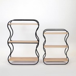 SHELVING UNIT, METAL, BLACK, 2 SHELVES, SET 2pcs,  L:47X17.5X68.5Hcm,
S:39X14X53cm 750-31514