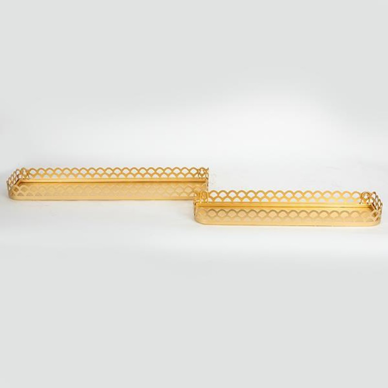 SHELVING UNIT, METAL, GOLD, 2 SHELVES, 61.5x15.5x5, 51.5x13.5x5cm 750-31521