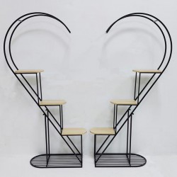 SHELVING UNIT, METAL, BLACK WITH HEARTH DESIGN, 6 SHELVES, 179x35x174cm 750-31523