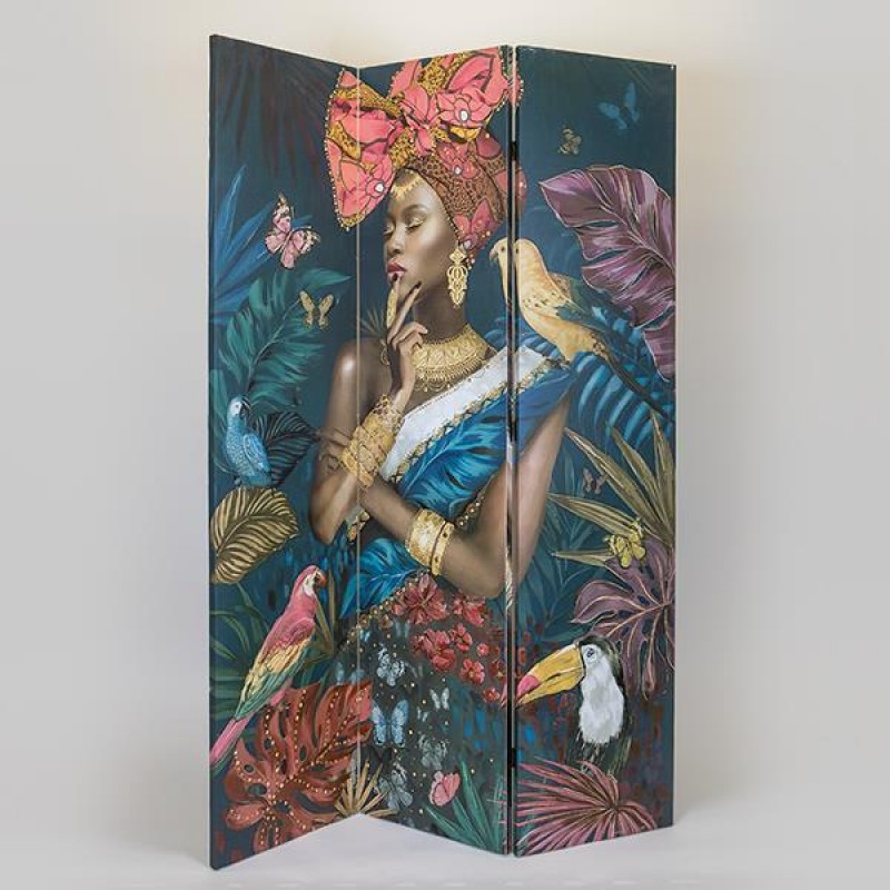 FOLDING SCREEN, HAND HOLDING WOMANS FACE, CANVAS PRINT,GREY-GOLD-BLACK, 120x2.5x180cm 750-34014
