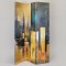 FOLDING SCREEN, TOWN, ABSTRACT ART, CANVAS PRINT,BLUE-GOLD-BLACK-RED, 120x2.5x180cm 750-34018