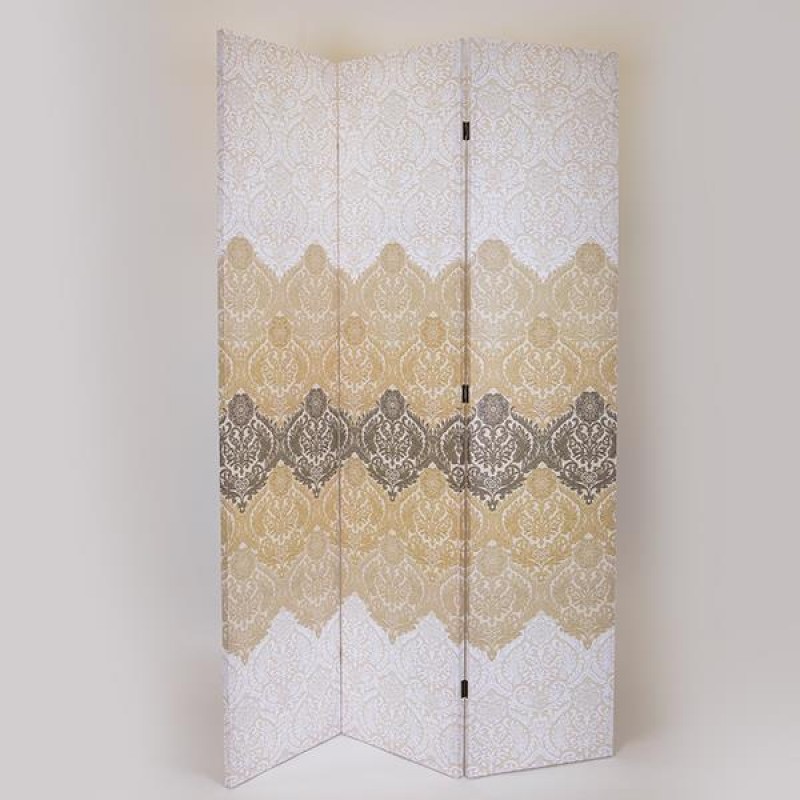 FOLDING SCREEN, CANVAS PRINT,GREEN- GREY-GOLD, 120x2.5x180cm 750-34025