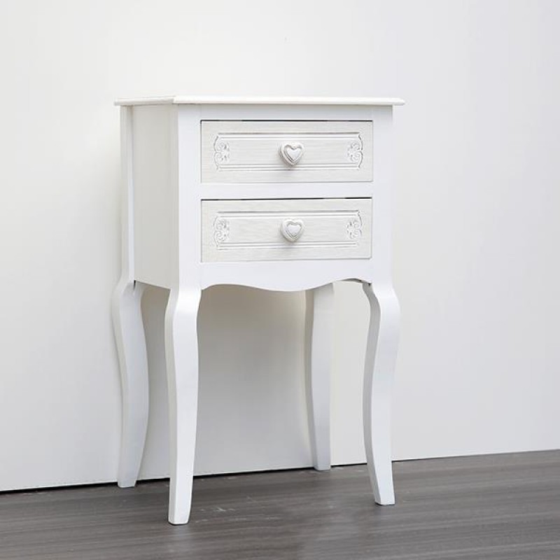 CABINET, WOODEN, WHITE, 2 DRAWERS WITH DESIGN, 40x32x67.5cm 750-35517