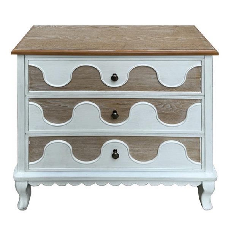 CABINET, WOODEN, WHITE & BROWN, 3 DRAWERS, 76Χ38Χ72.5CM 750-35520