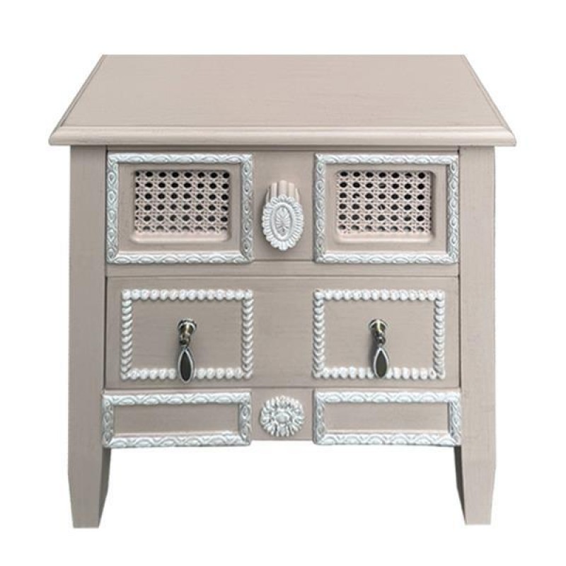 CABINET, WOODEN, CREM, 2 DRAWERS, 46X32X52CM 750-35524