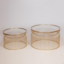 COFFEE TABLES, METAL, GOLD, GLASS TOP, SET 2PCS, 65x65x40cm, 52,5x52,5x34cm 750-37013 COFFEE TABLES, METAL, GOLD, GLASS TOP, SET 2PCS, 65x65x40cm, 52,5x52,5x34cm 750-37013