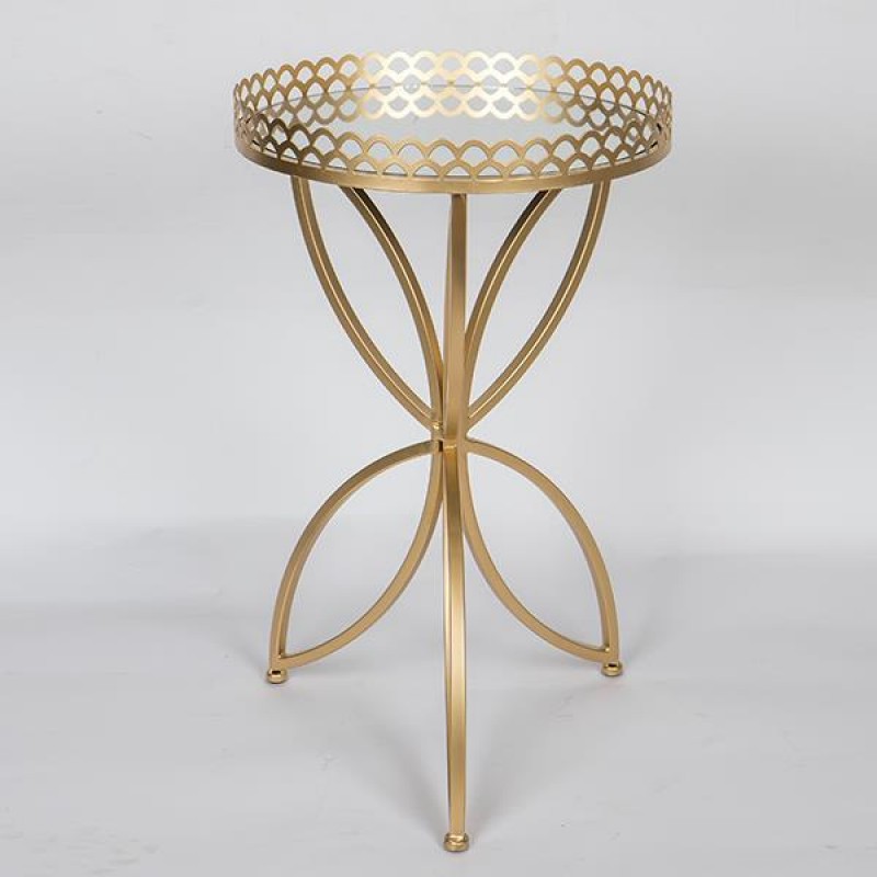 SIDE TABLE, METAL, GOLD, GLASS TOP, 41x41x64.5cm 750-39519