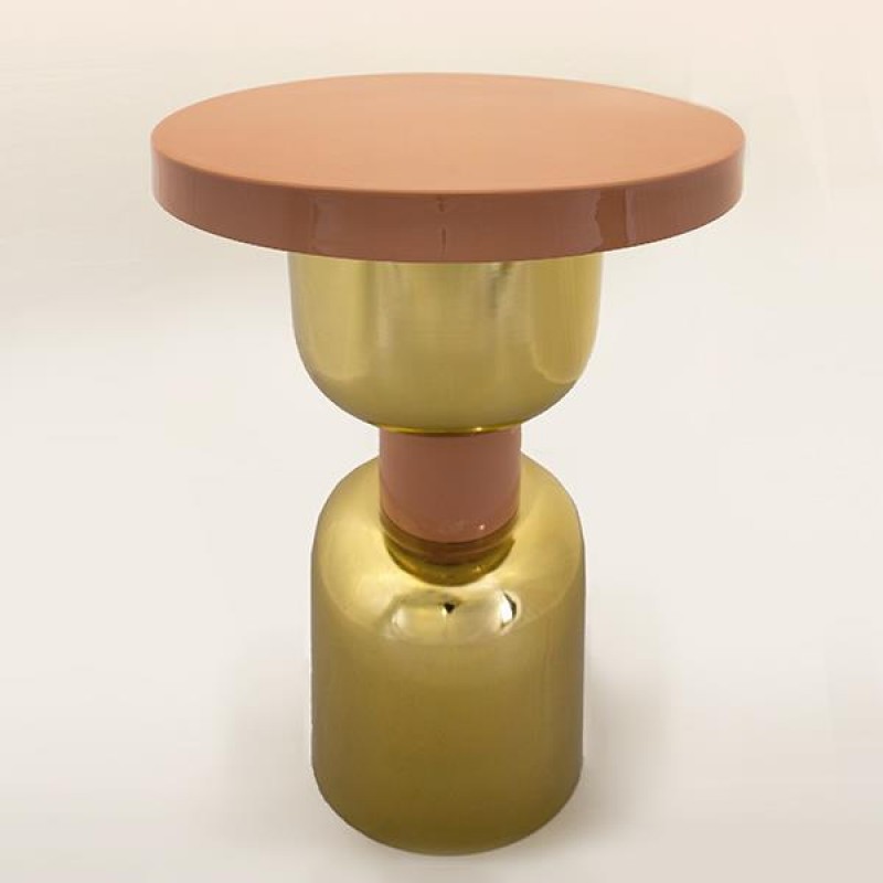 SIDE TABLE,  METALIC, PEACH-GOLD, 40x40x55cm 750-39524