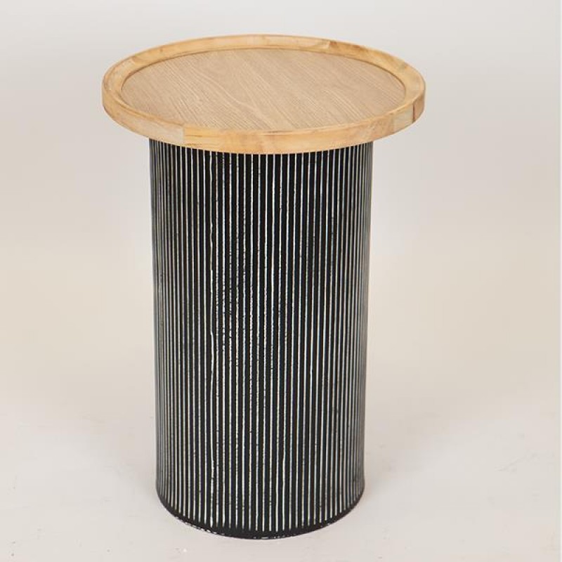 SIDE TABLE, WOODEN, NATURAL COLOR, BLACK BASE, 35x35x51cm 750-40513