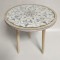 SIDE TABLE, WOODEN WITH  GLASS, WHITE-NATURAL, 49x49x46cm 750-40518