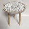 SIDE TABLE, WOODEN WIGH  GLASS, WHITE-ΝATURAL, 35x35x38cm 750-40519