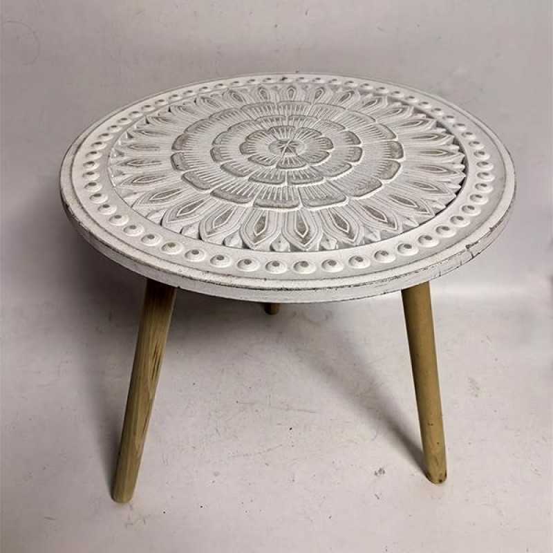 SIDE TABLE, WOODEN, WHITE-NATURAL, 47x47x47cm 750-40520