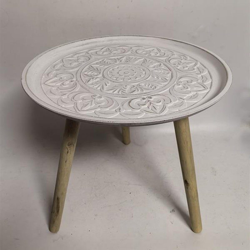 SIDE TABLE, WOODEN, WHITE, 45x45x43cm 750-40523
