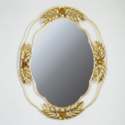 WALL MIRROR, WOODEN FRAME, WHITE & GOLD,63X3X81CM 751-11015 WALL MIRROR, WOODEN FRAME, WHITE & GOLD,63X3X81CM 751-11015