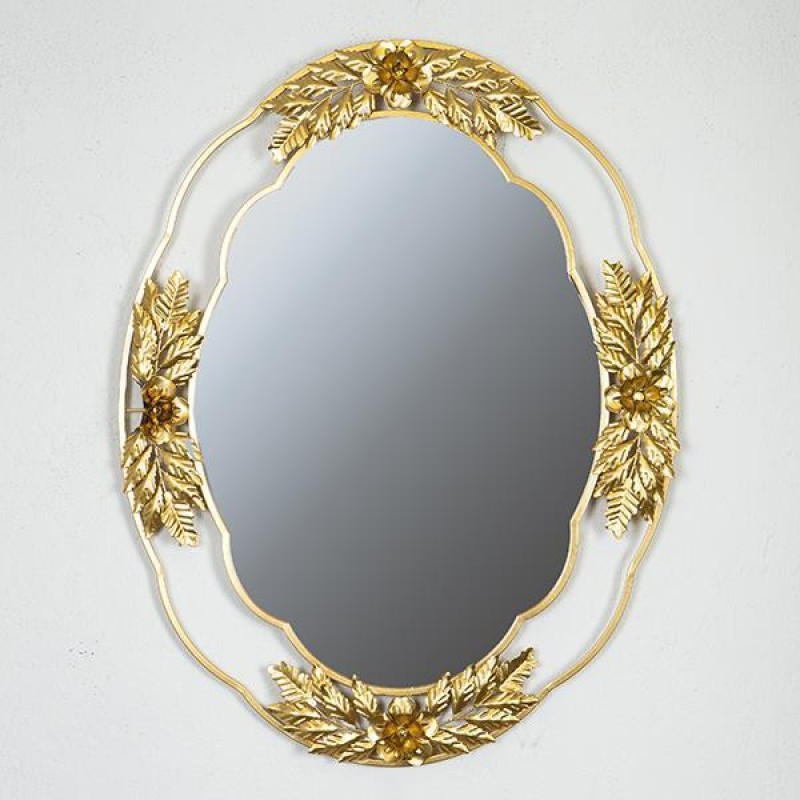 WALL MIRROR, WOODEN FRAME, WHITE & GOLD,63X3X81CM 751-11015